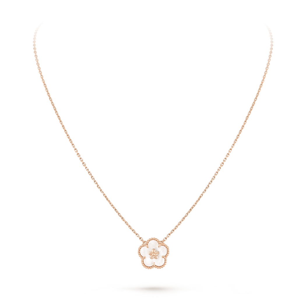 18K Rose Gold Mother of Pearl VCA Lucky Spring Plum Blossom Pendant
