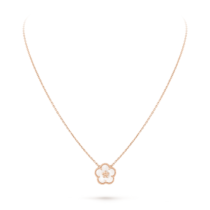 18K Rose Gold Mother of Pearl VCA Lucky Spring Plum Blossom Pendant