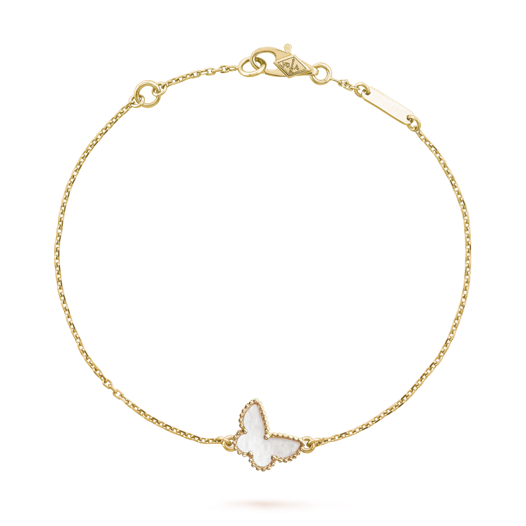 18K Yellow Gold MOP VCA Sweet Alhambra Butterfly Bracelet