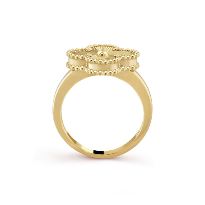 18K Yellow Gold Guilloche VCA Vintage Alhambra Ring