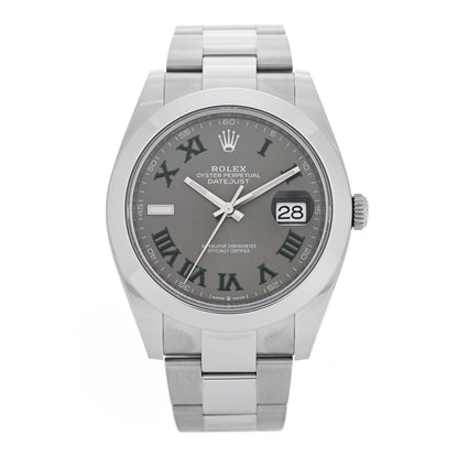 Rolex Stainless Steel 41mm Oyster Perpetual Wimbledon Datejust Watch Slate 126300