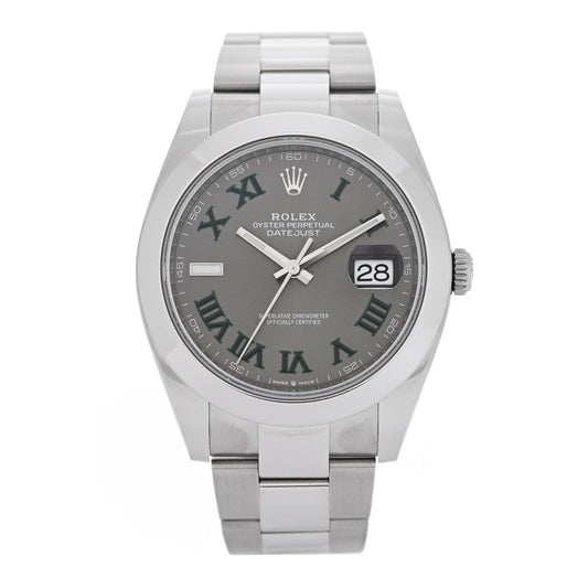Rolex Stainless Steel 41mm Oyster Perpetual Wimbledon Datejust Watch Slate 126300