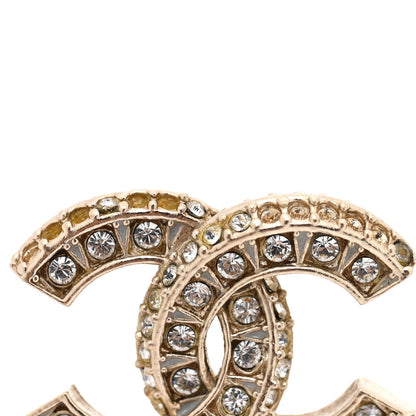 Chanel Crystal Timeless CC Earrings Light Gold