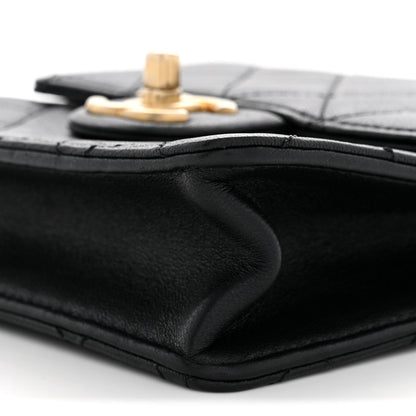 Chanel Goatskin Quilted Chic Pearls Flap Black