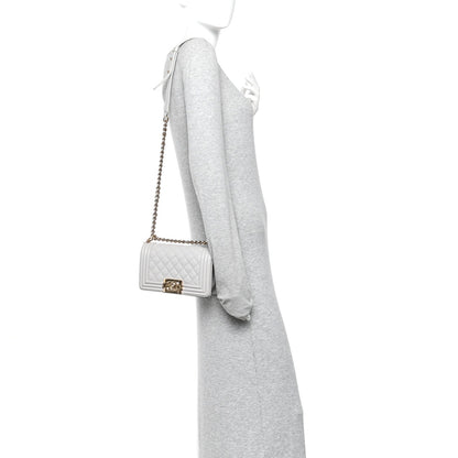 Chanel Caviar Quilted Small Boy Flap Light Grey