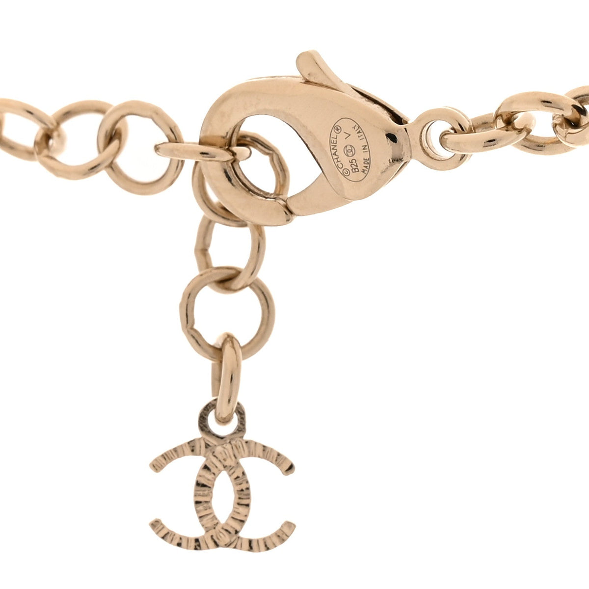 Chanel Metal Calfskin Crystal CC Short Necklace Black Gold