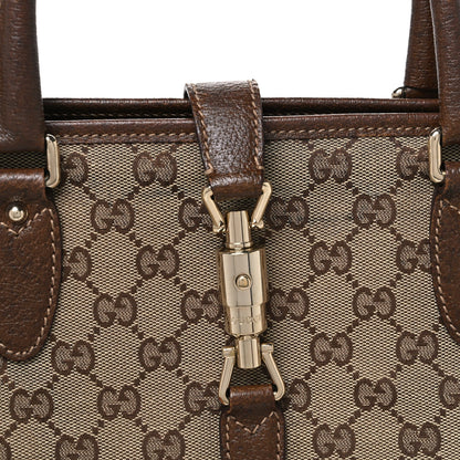 Gucci Monogram Canvas Piston Lock Tote Brown