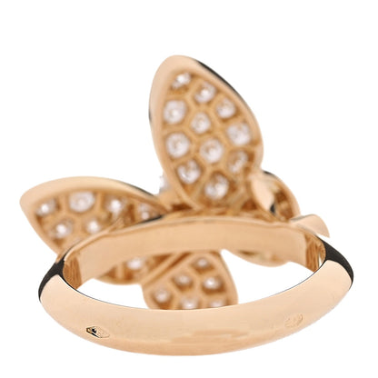 Van Cleef & Arpels 18K Yellow Gold Diamond Two Butterfly Ring 50 5.25