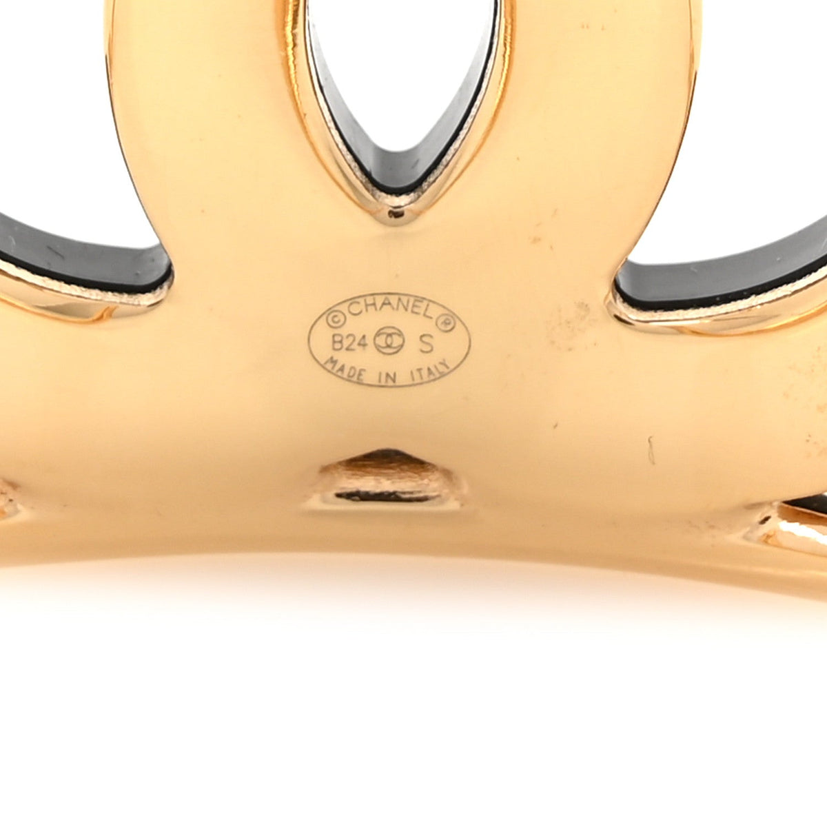 Chanel Metal Resin CC Cuff S Gold Black