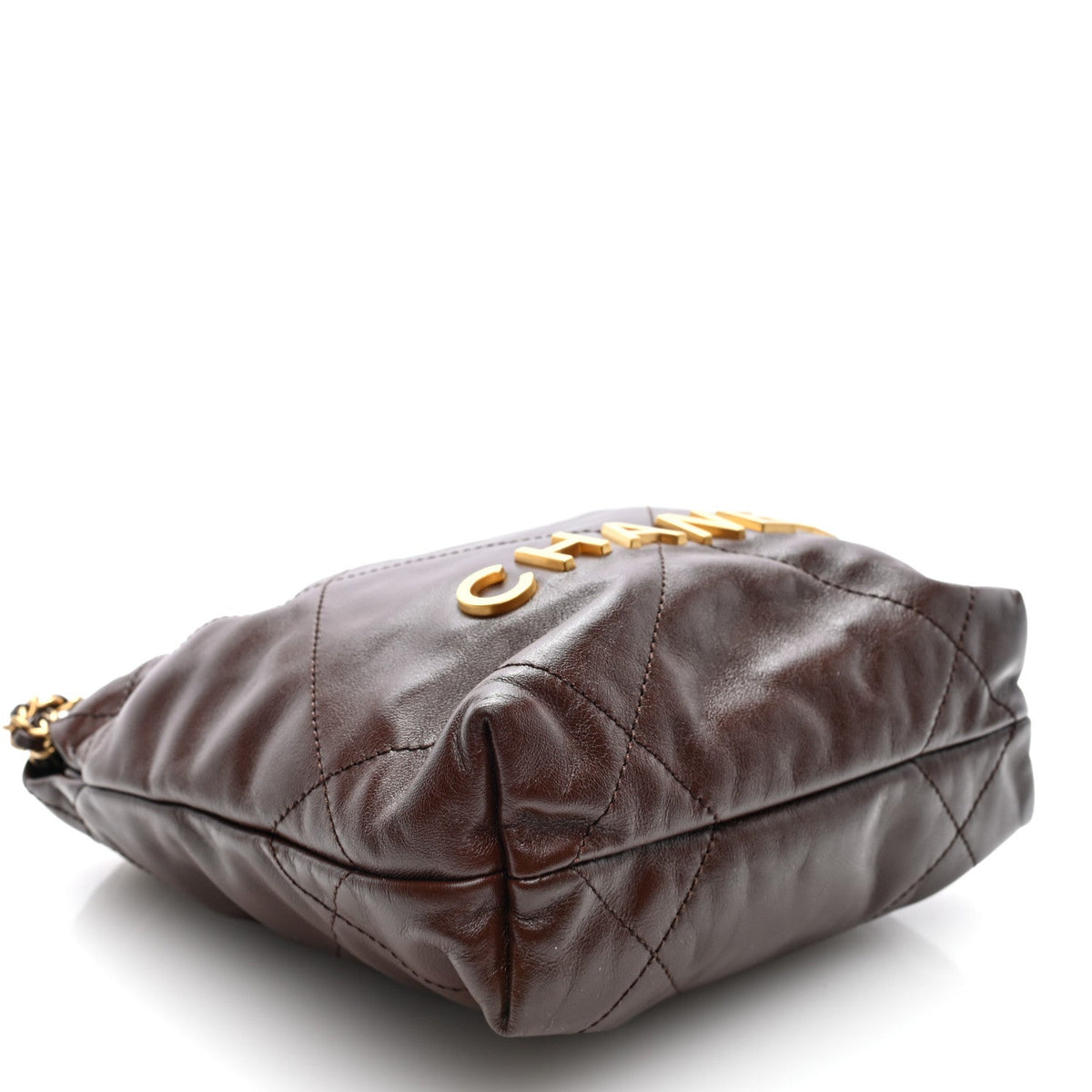 Chanel Shiny Calfskin Quilted Mini Chanel 22 Brown