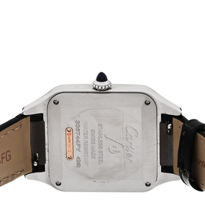 Cartier Stainless Steel 18K Pink Gold Alligator 31.4mm Santos Dumont Quartz Watch