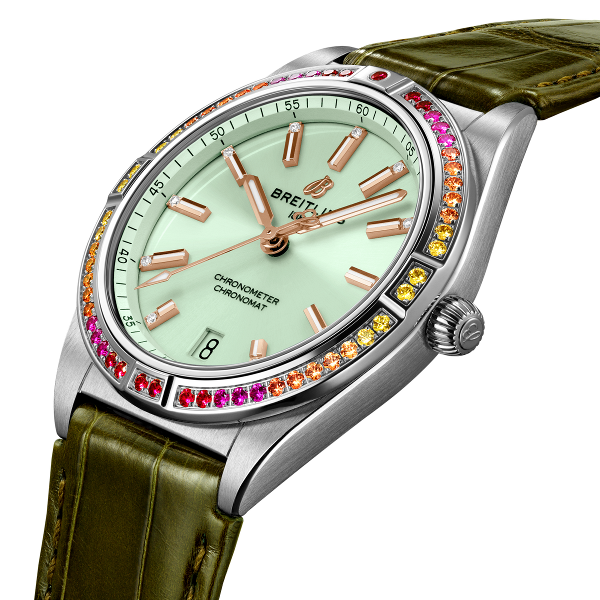 BT Chronomat Automatic 36 South Sea, Stainless Steel, Diamonds and Gem, Ref# A10380611L1P1, Unworn 2024