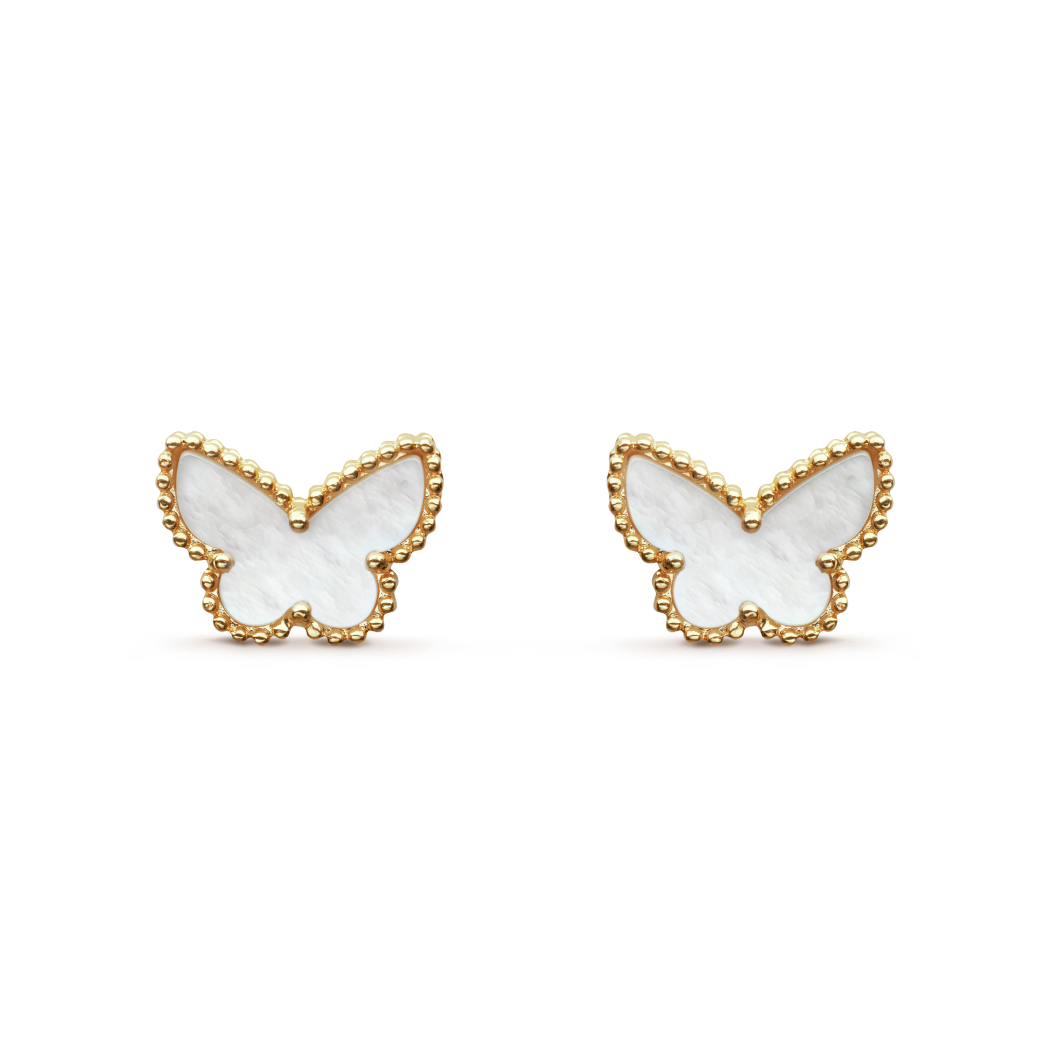 18K Gold MOP VCA Sweet Alhambra Butterfly Earrings
