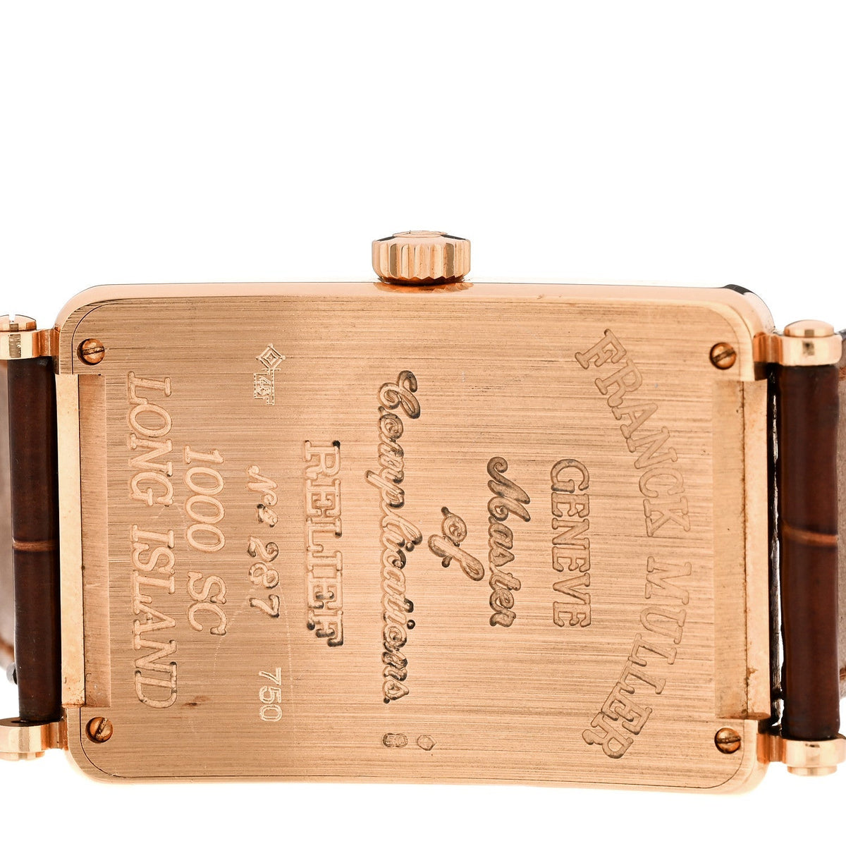 Franck Muller 18K Yellow Gold Alligator 30mm Long Island Watch Brown 1000SC
