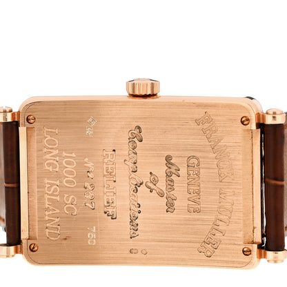 Franck Muller 18K Yellow Gold Alligator 30mm Long Island Watch Brown 1000SC