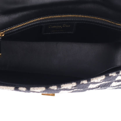 Christian Dior Canvas Macro Houndstooth Medium Caro Bag Black White