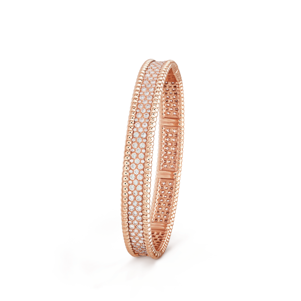 18K Gold Diamond Perlée 3-Row Bracelet