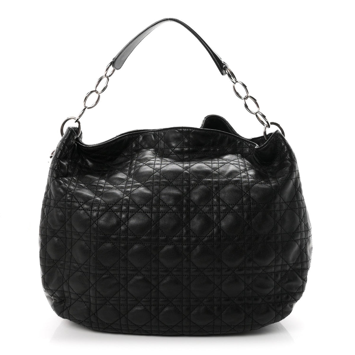 Christian Dior Lambskin Cannage Large Dior Soft Hobo Bag Black