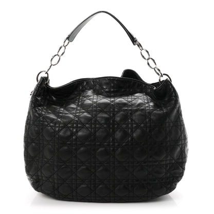 Christian Dior Lambskin Cannage Large Dior Soft Hobo Bag Black