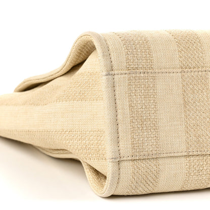 Chanel Mixed Fibers Calfskin Striped Small Deauville Tote Beige