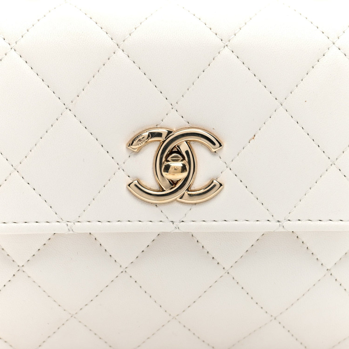 Chanel Lambskin Lacquered Quilted Small Trendy CC Flap Bag White
