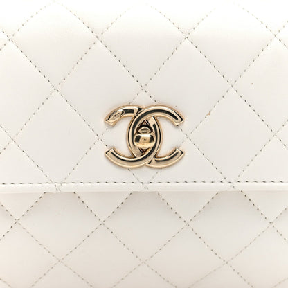Chanel Lambskin Lacquered Quilted Small Trendy CC Flap Bag White