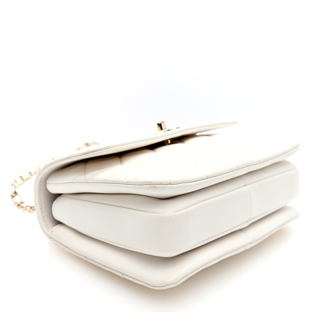 Chanel Lambskin Lacquered Quilted Small Trendy CC Flap Bag White