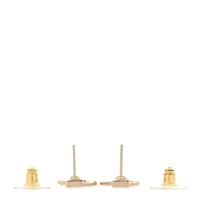 Chanel Metal Crystal Baguette CC Chain Drop Earrings Gold