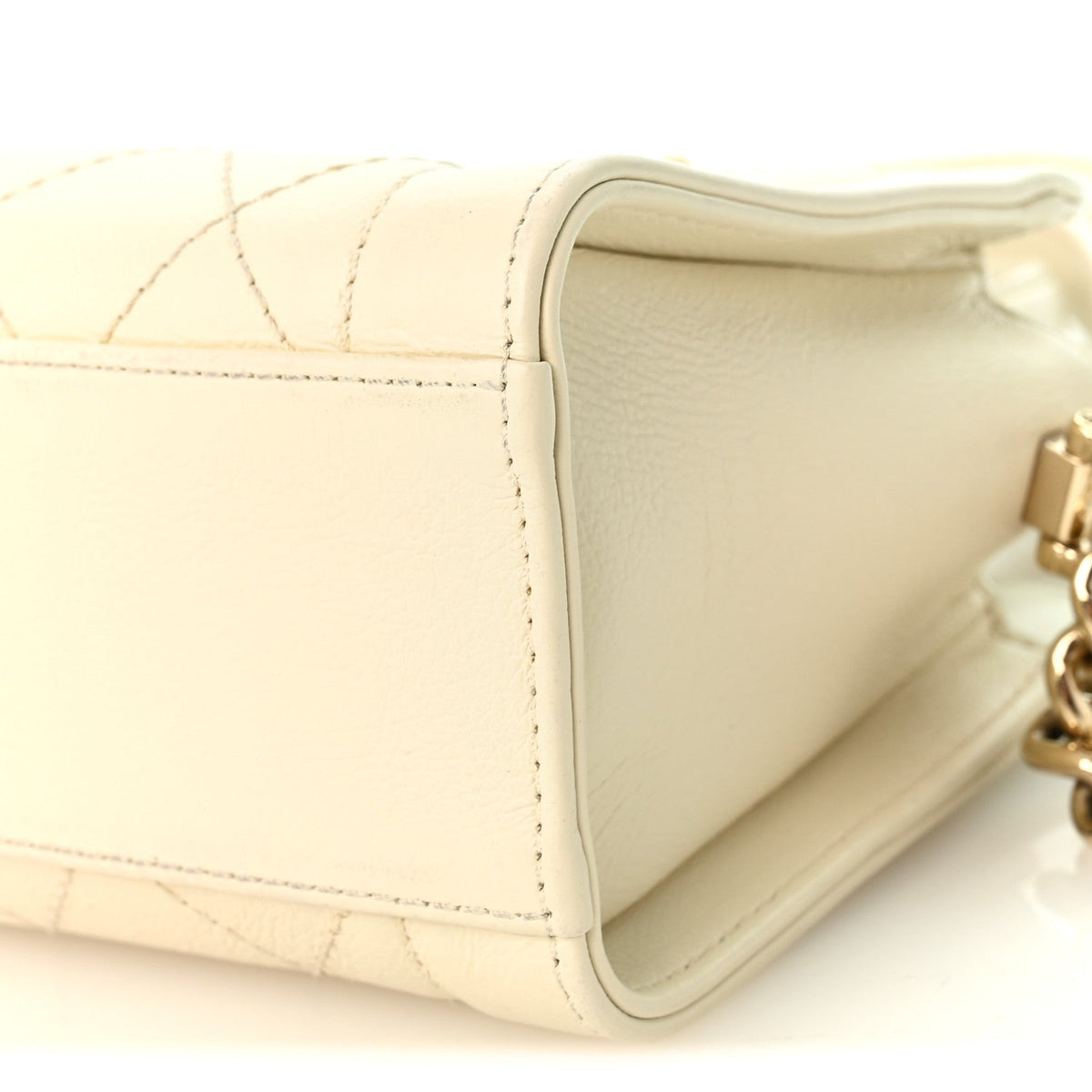 Chanel Grained Calfskin Stitched Mini Label Click Shopper Tote White 1985488