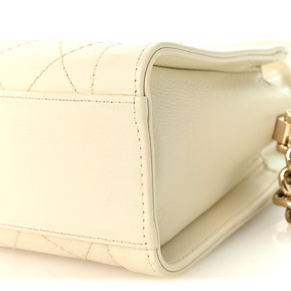 Chanel Grained Calfskin Stitched Mini Label Click Shopper Tote White 1985488
