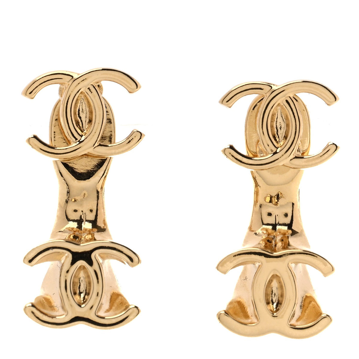 Chanel Metal CC Turnlock Drop Earrings Gold
