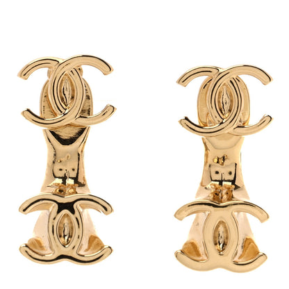 Chanel Metal CC Turnlock Drop Earrings Gold