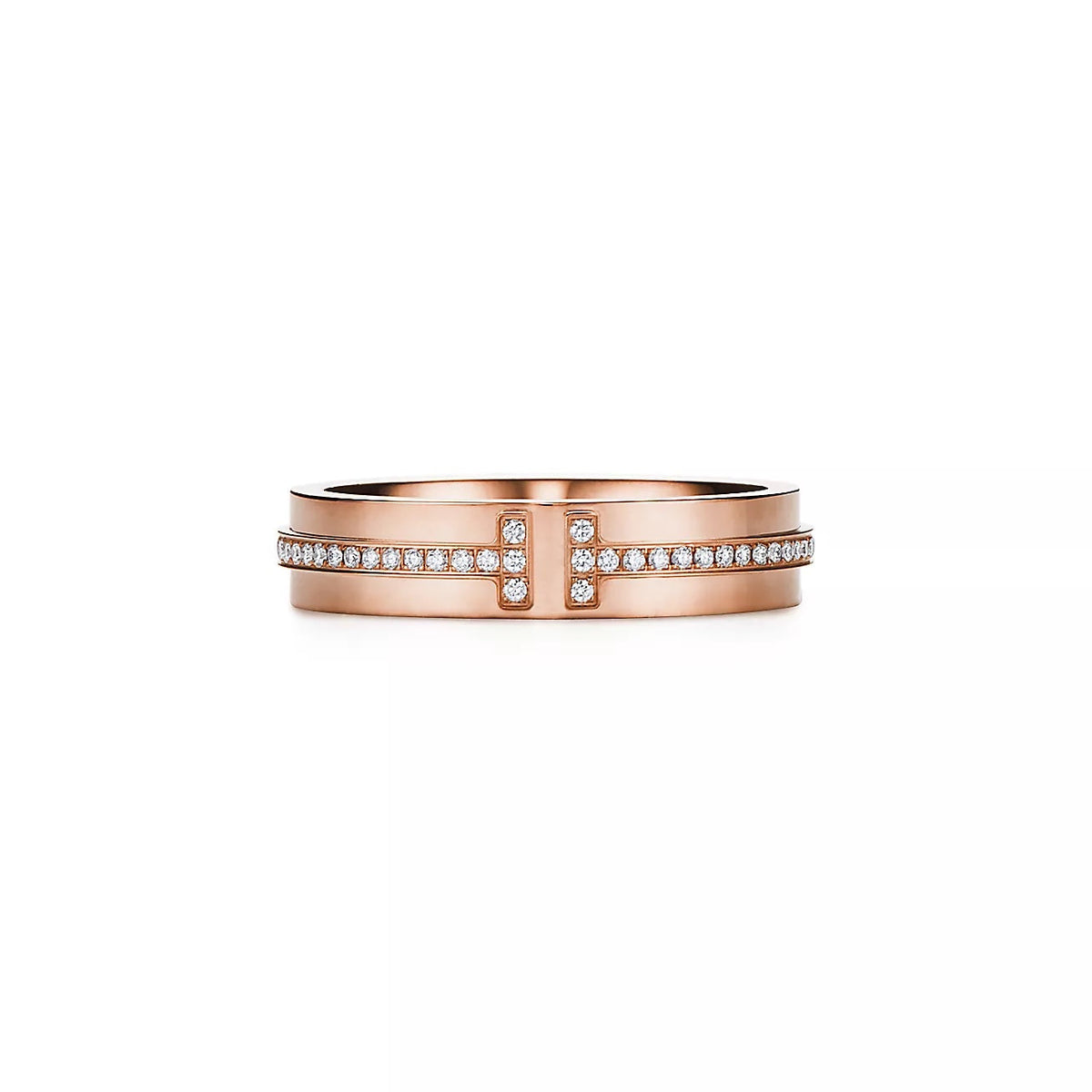 18K Gold Diamond Tiffany T Ring