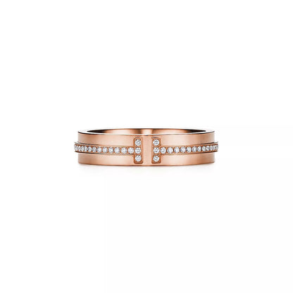 18K Gold Diamond Tiffany T Ring