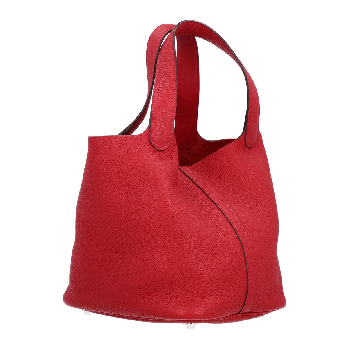 Hermes Taurillon Clemence 22cm Picotin Lock Bag Rouge Casaque