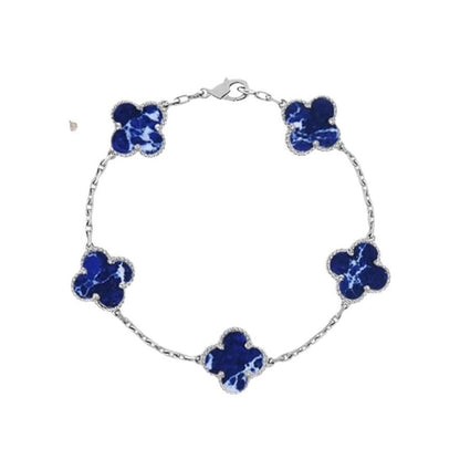 18K White Gold Pietersite Van Cleef & Arpels Vintage Alhambra Bracelet
