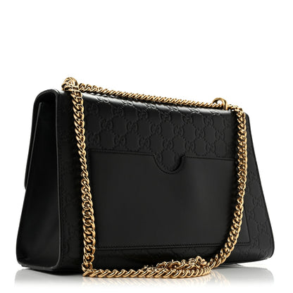 Gucci Guccissima Leather Medium Padlock Shoulder Bag Black