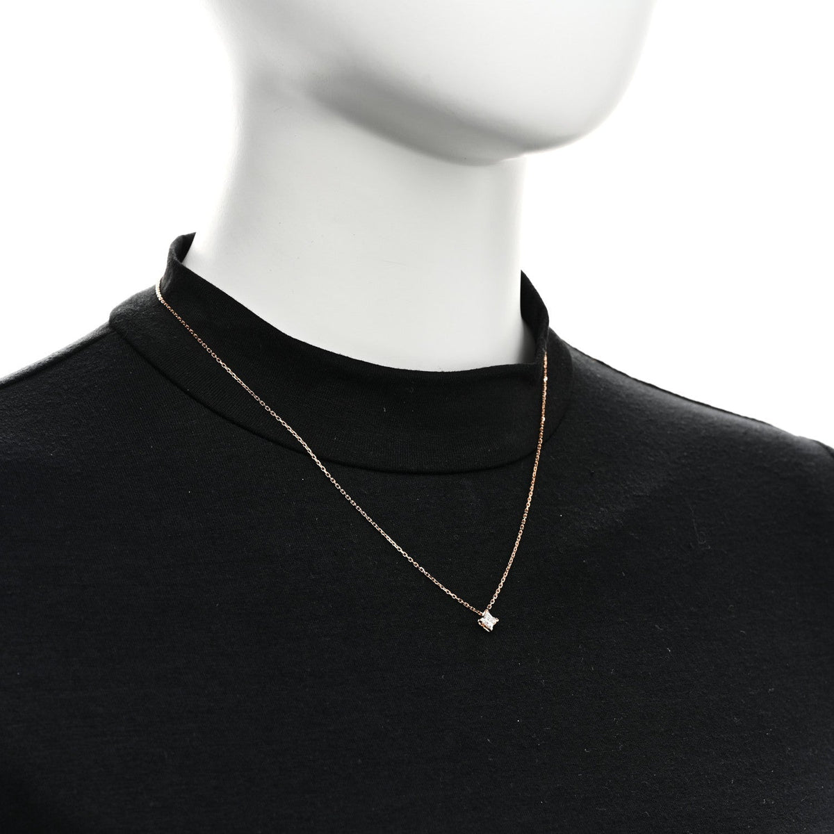 Louis Vuitton 18K Pink Gold Diamond 0.38ct LV Monogram Star Cut Pendant Necklace