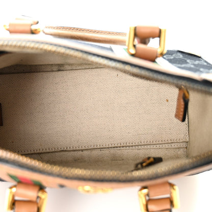 Gucci Monogram Dollar Calfskin Web Mini Bauletto Duffle Bag Black