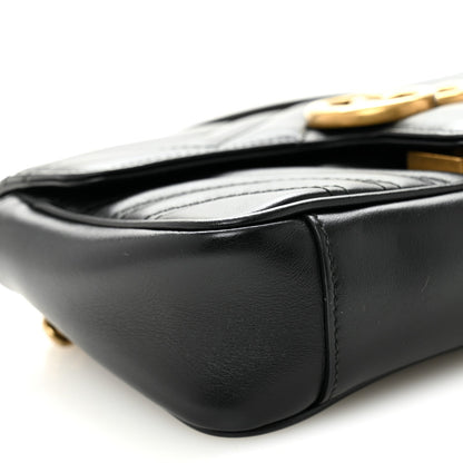 Gucci Calfskin Matelasse Small GG Marmont Shoulder Bag Black