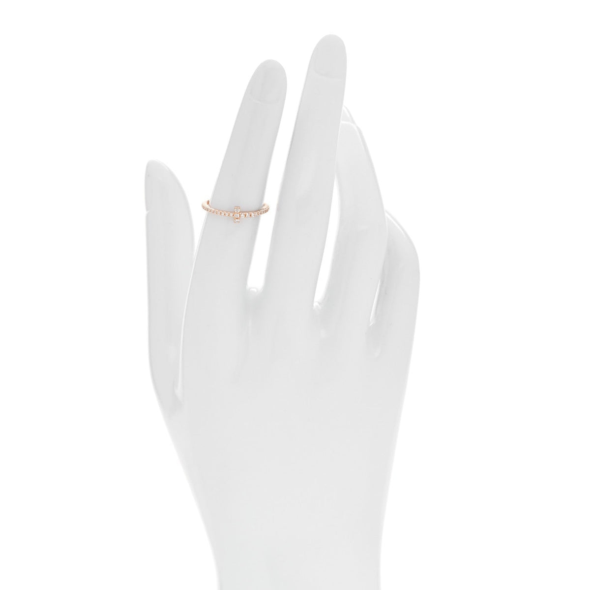 Tiffany 18K Rose Gold Diamond T Wire Pave Ring