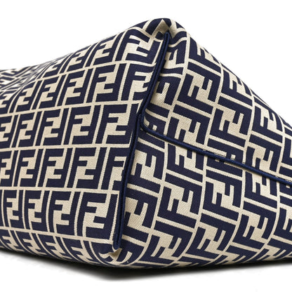Fendi Pequin Vitello Reversible Large Shopping Tote Midnight Blue