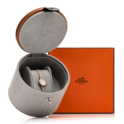 Hermes 18K Rose Gold Diamond 16mm Faubourg Quartz Watch