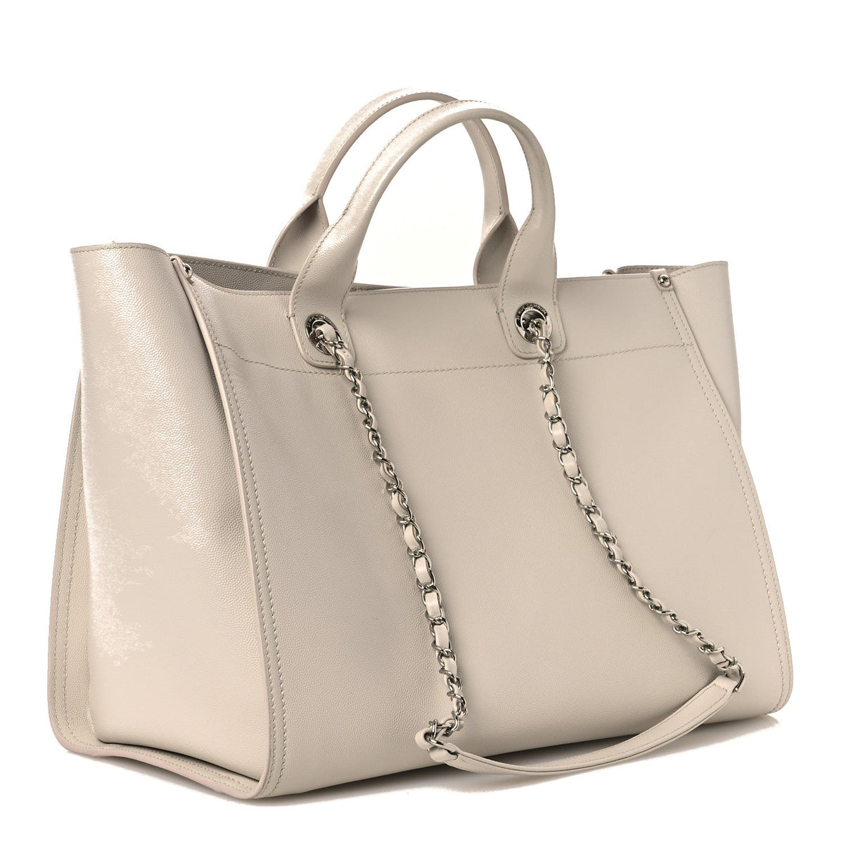Chanel Caviar Medium Studded Deauville Tote Ivory 1889632