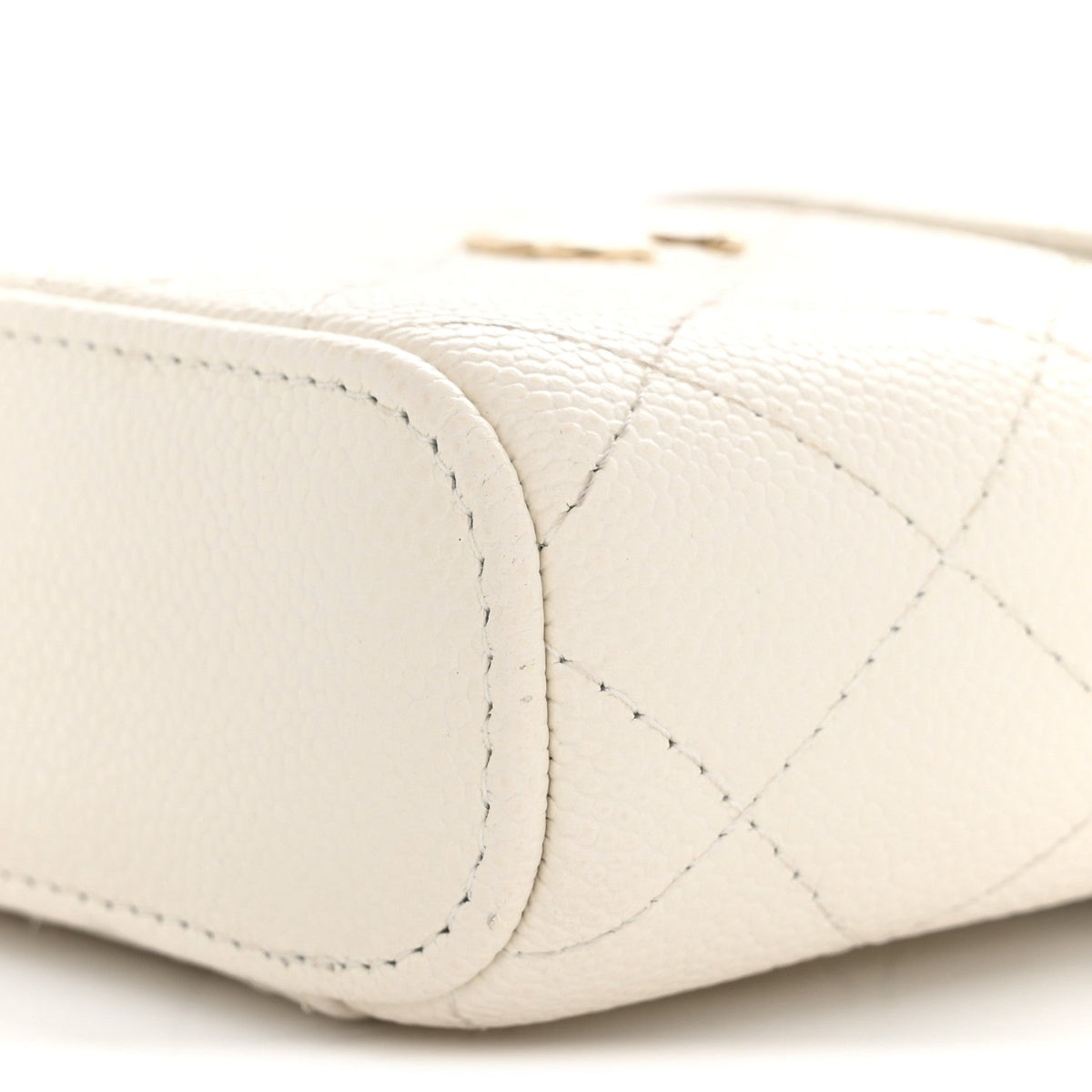 Chanel Caviar Quilted Small Handle With Care Vanity Case White