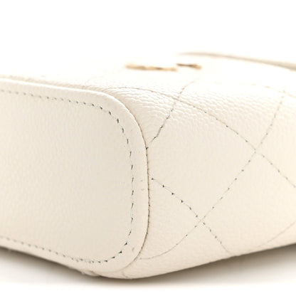 Chanel Caviar Quilted Small Handle With Care Vanity Case White