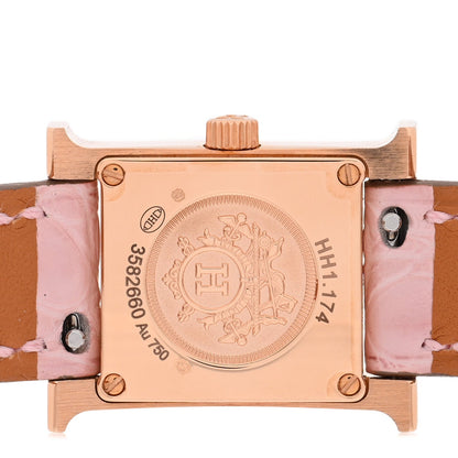 Hermes 18K Rose Gold Diamond 17.2mm Heure H Watch Rose Pale 1925012