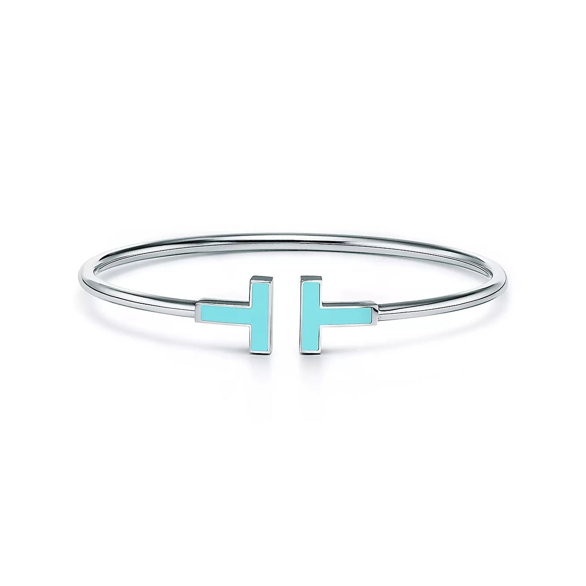 18K White Gold Turquoise Tiffany T Wire Bracelet