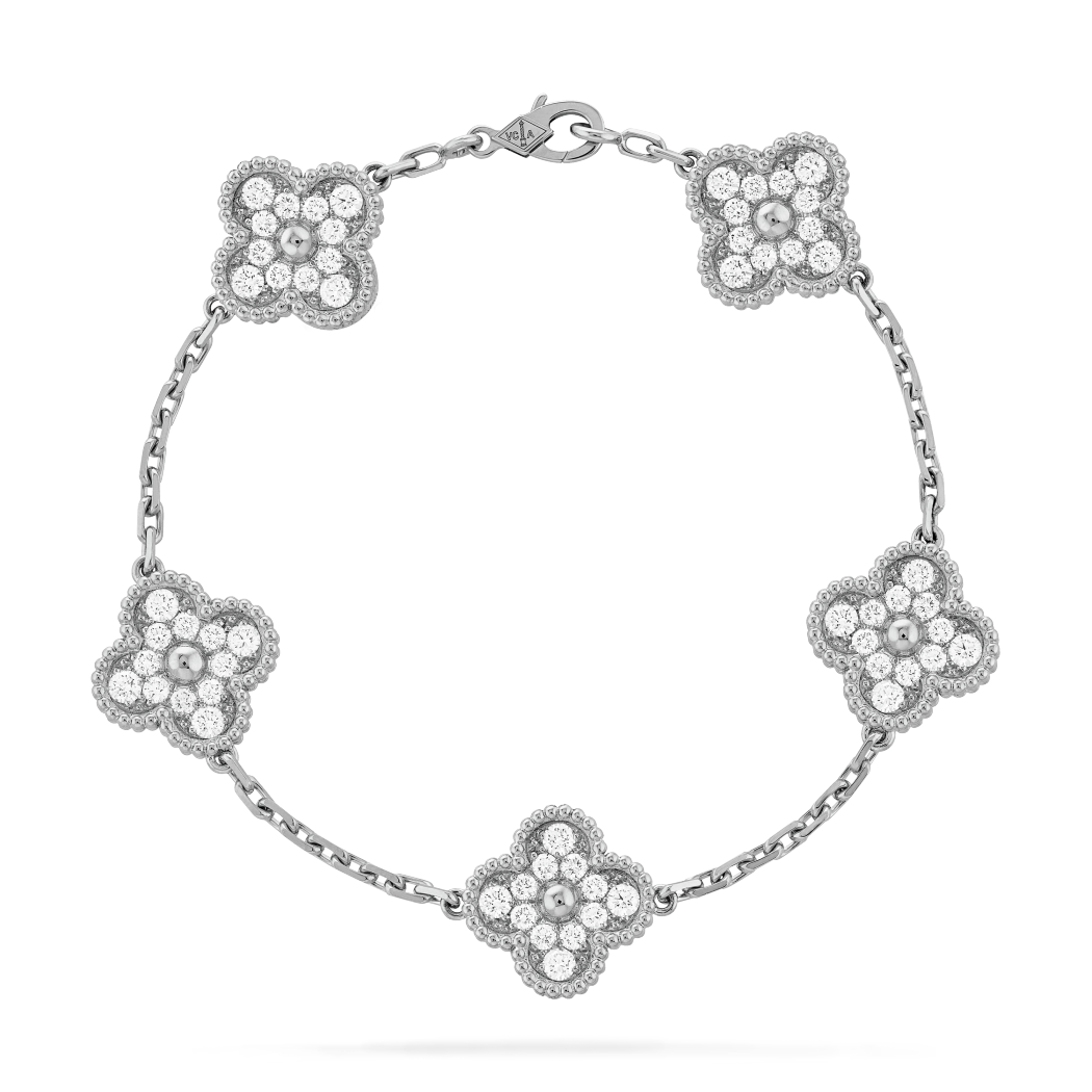 18K Gold Diamonds VCA Vintage Alhambra Bracelet