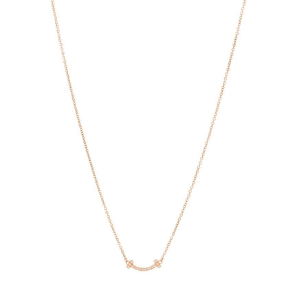 Tiffany 18K Rose Gold Diamond Mini T Smile Pendant Necklace